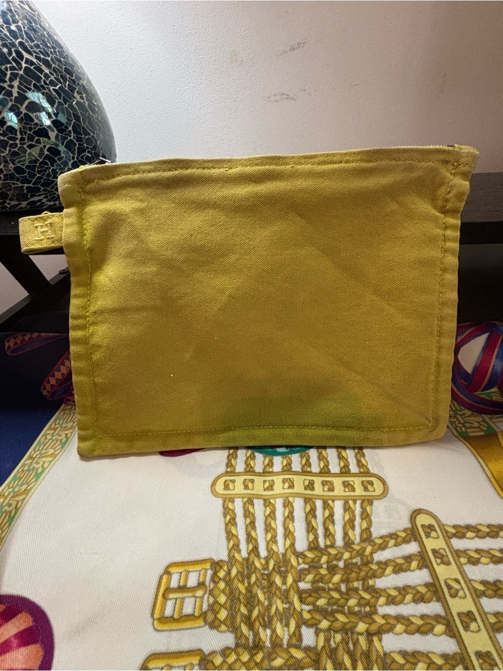 Hermès Bora Bora Canvas Pouch – Authentic Yellow Canvas (Very Good Condition)